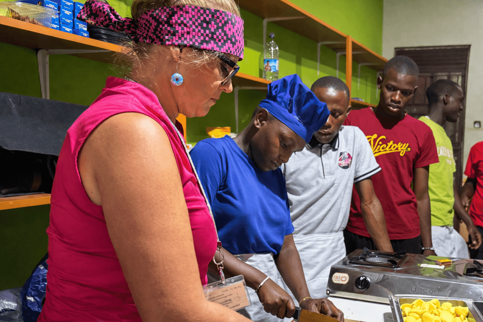 Woman serving food